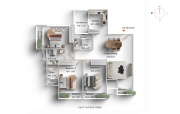 Floor Plan in 3 BHK Apartment at K Raheja Vistas, Powai – for Sale