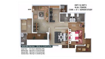Floor Plan in 2 BHK Apartment at Ratan Pearls, Sector 16 Greater Noida – for Sale