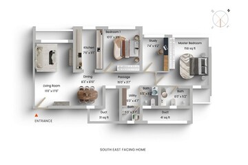 Floor Plan in 2.5 BHK Apartment at Kalpataru Aura, Ghatkopar West – for Sale