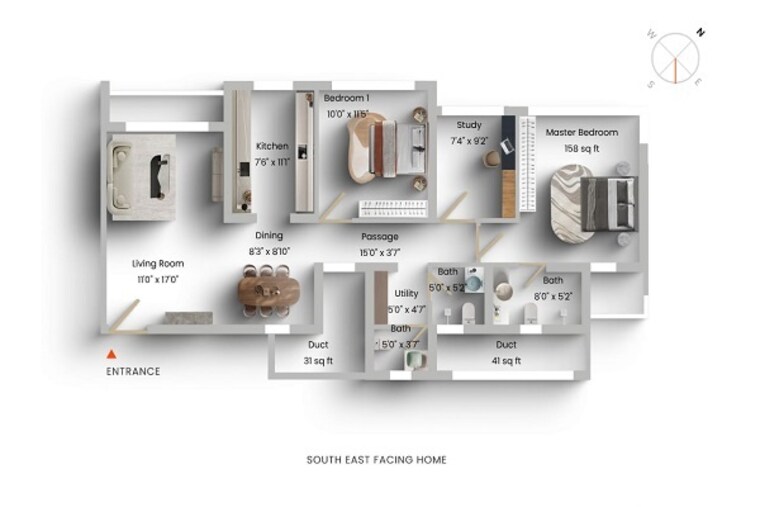 Floor Plan, kalpataru-aura 2.5 Bedroom 1100 Sq.Ft. Apartment In Ghatkopar West Mumbai 9123346