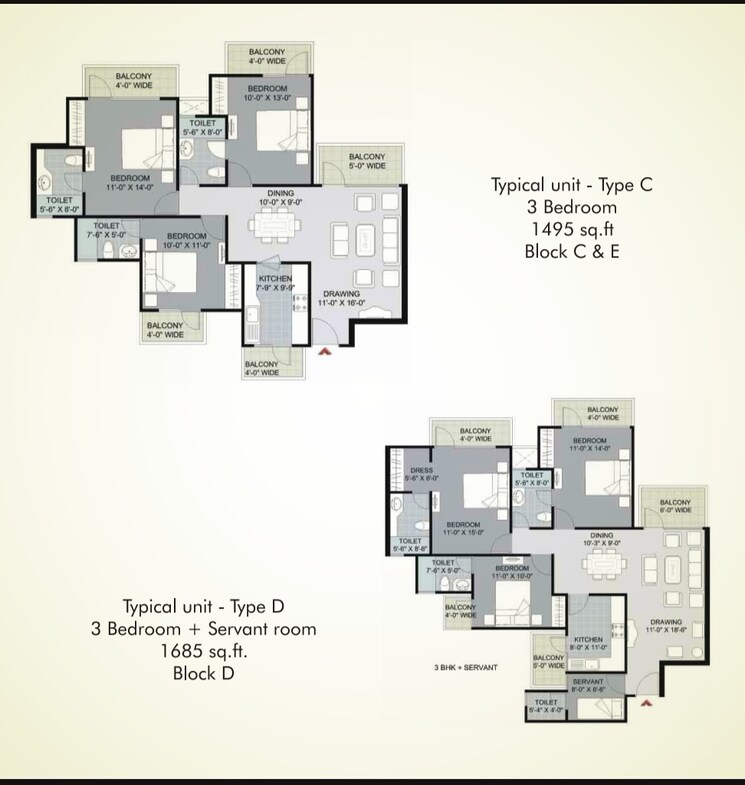 Floor Plan, parkwood-westend 3 Bedroom 1685 Sq.Ft. Apartment In Sector 92 Gurgaon 9124975
