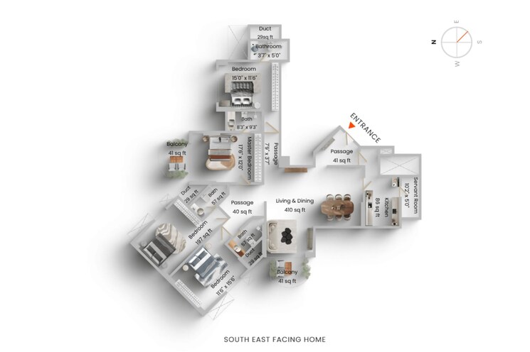 Floor Plan, hiranandani-gardens-solitaire 4 Bedroom 2300 Sq.Ft. Apartment In Powai Mumbai 9125522