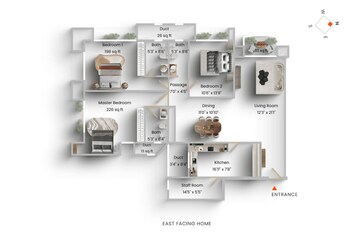 Floor Plan in 3 BHK Apartment at Hiranandani Heritage Tower, Powai – for Sale