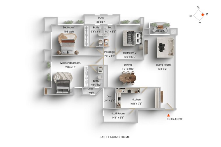 Floor Plan, hiranandani-heritage-tower 3 Bedroom 1150 Sq.Ft. Apartment In Powai Mumbai 9125536