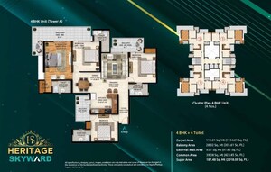 Floor Plan in 3 BHK Apartment at Vrinda Heritage Skyward, Sector 1 Greater Noida – for Sale