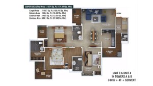 Floor Plan in 3 BHK Apartment at Ratan Pearls, Sector 16 Greater Noida – for Sale