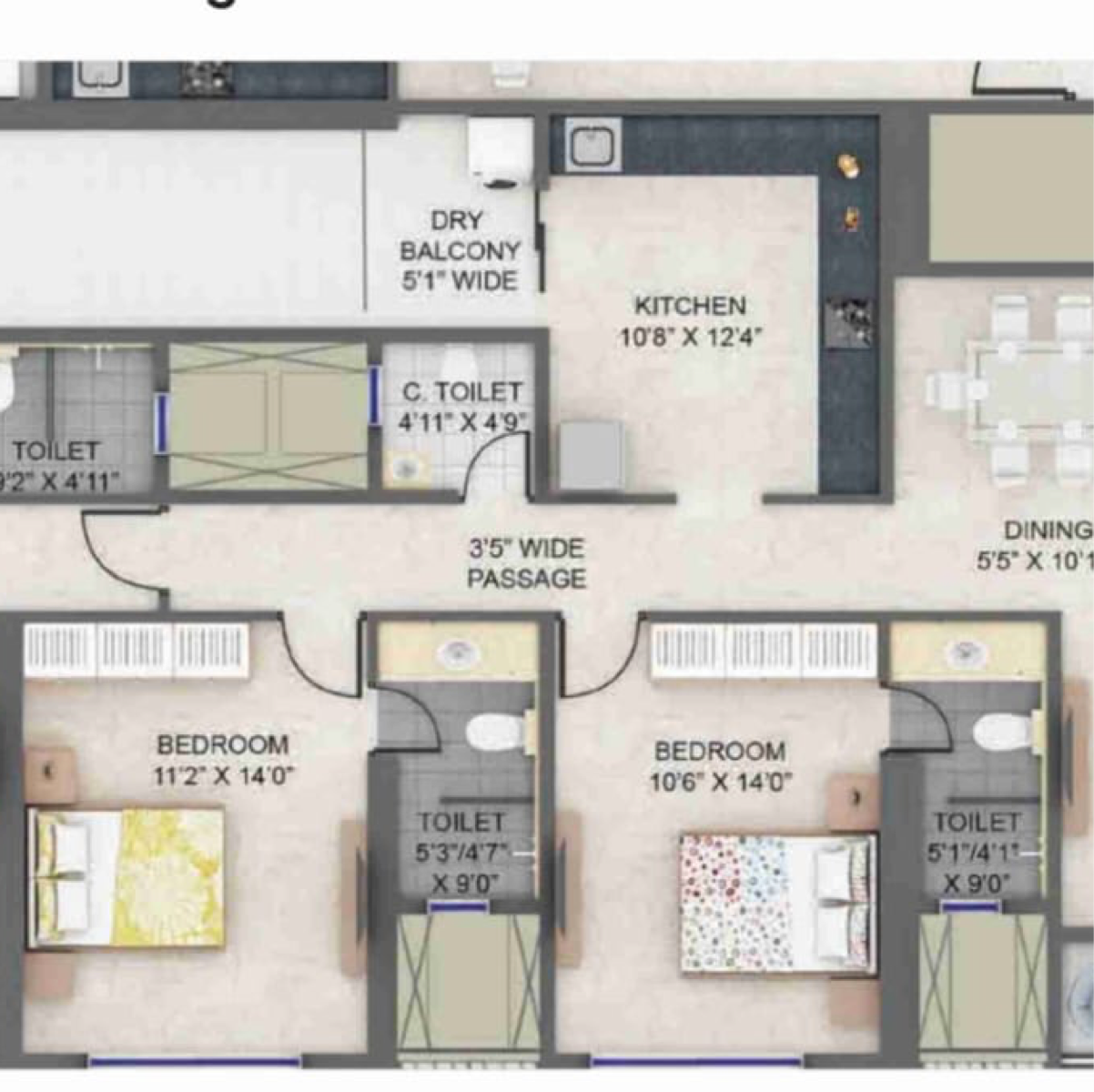3 BHK 1550 Sq.Ft. Apartment in Supreme Estia Phase 1