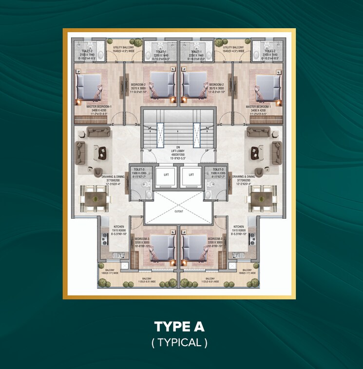 Floor Plan, jms-the-majestic 3 Bedroom 1611 Sq.Ft. Apartment In Manesar Sector 9 Gurgaon 9127563