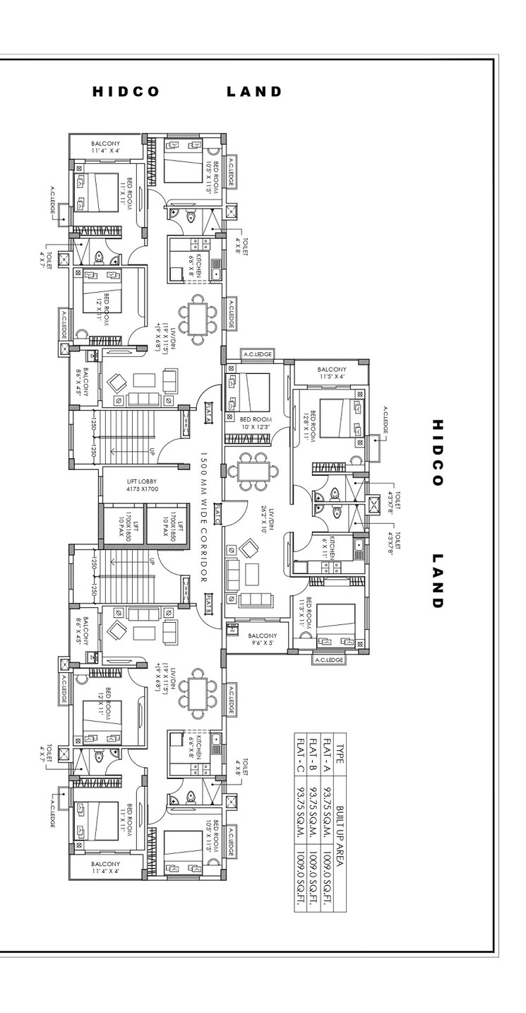 Floor Plan, new town action area iii 3 Bedroom 1600 Sq.Ft. Apartment In New Town Action AreA Iii Kolkata 9127595