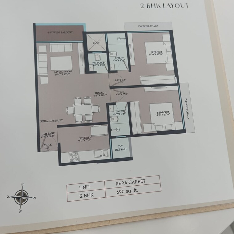 Floor Plan, earth-terrace 2 Bedroom 659 Sq.Ft. Apartment In Goregaon West Mumbai 9130426