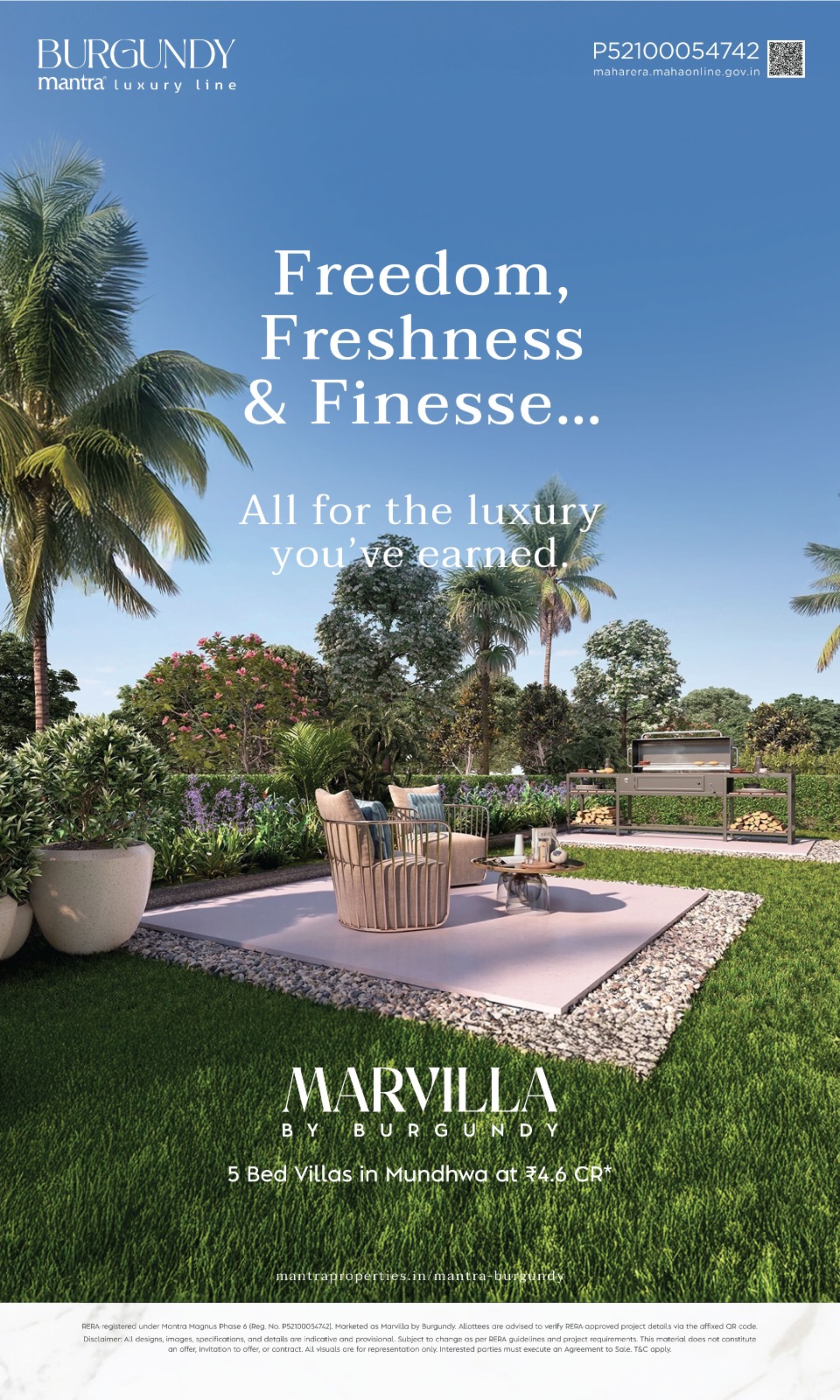 3 BHK + Servant Room,Extra Room 1358 Sq.Ft. Apartment in Mantra Magnus