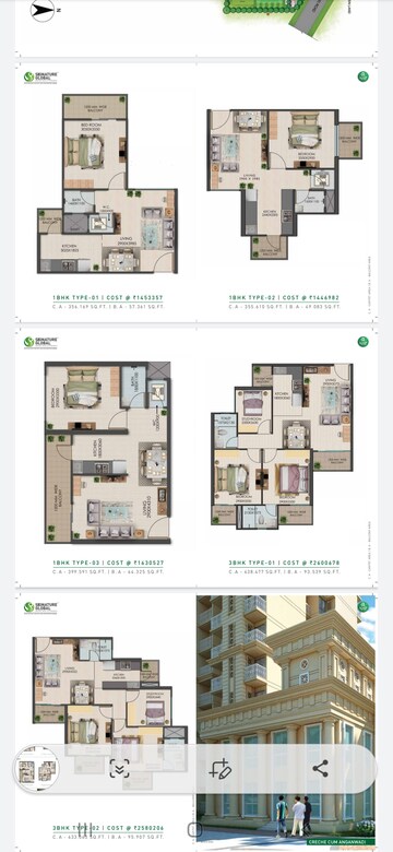 Floor Plan in 3 BHK Apartment at Signature Global Golf Greens, Sector 79 – for Sale