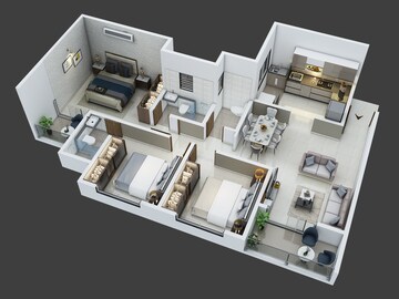 Floor Plan in 3 BHK Apartment at Silver Queenstown, Moshi – for Sale
