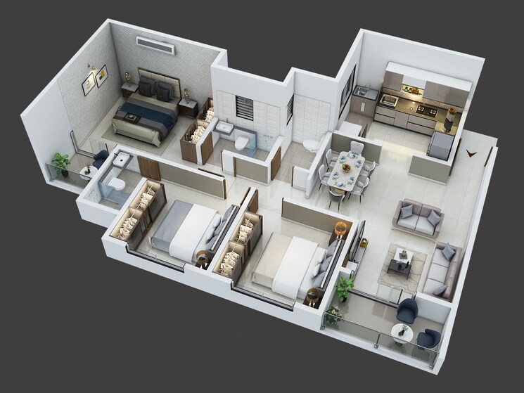 Floor Plan, silver-queenstown 3 Bedroom 5600 Sq.Ft. Apartment In Moshi Pune 9131428