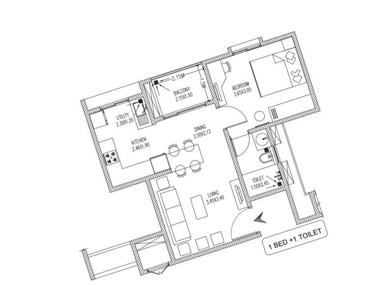 Floor Plan, brigade-cornerstone-utopia 1 Bedroom 782 Sq.Ft. Apartment In Varthur Bangalore 9131862
