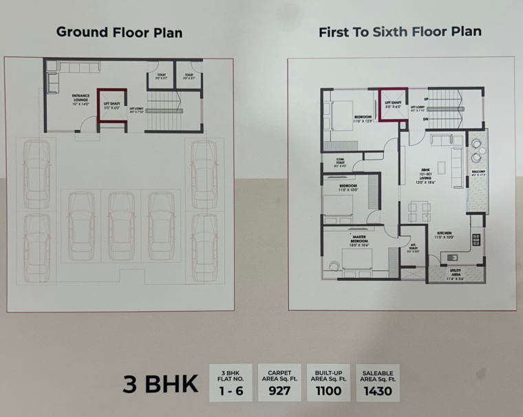 Floor Plan, savedi 3 Bedroom 1100 Sq.Ft. Apartment In Savedi Ahmednagar 9132035