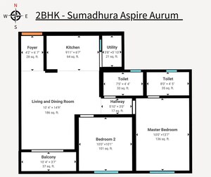 Floor Plan in 2 BHK Apartment at Sumadhura Aspire Aurum, Whitefield – for Sale