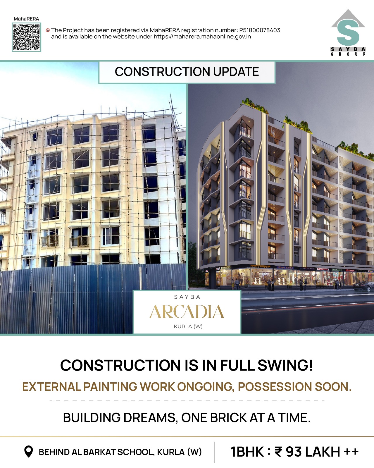 1 BHK Apartment For Sale in Sayba Arcadia