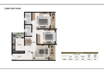 Floor Plan in 2 BHK Builder Floor at Triaa Nesterra, Lohgaon – for Sale