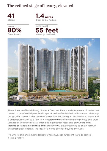 3 BHK Apartment – Exterior View View at Sunteck Crescent Park, Kalyan West - for Sale