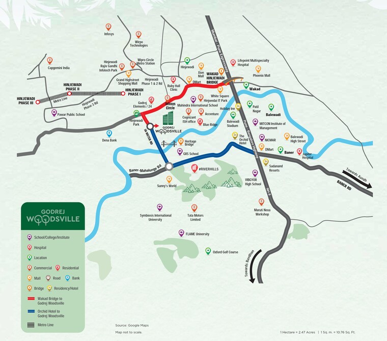 Map Location, godrej-woodsville 3 Bedroom 973 Sq.Ft. Apartment In Hinjewadi Pune 9137763