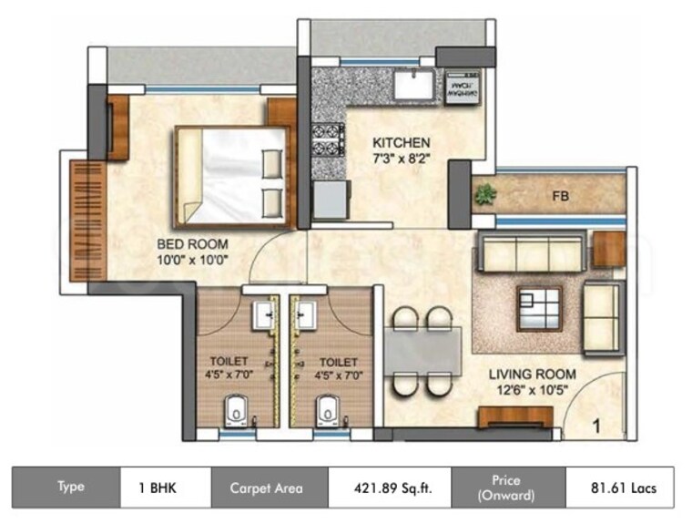 Floor Plan, runwal-eirene 1 Bedroom 550 Sq.Ft. Apartment In Balkum Pada Thane 9140269
