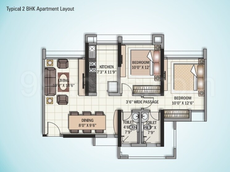 Floor Plan, shanti-siddheshwar-heights 2 Bedroom 1150 Sq.Ft. Apartment In Kamothe Navi Mumbai 9140808