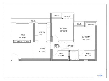Floor Plan in 2 BHK Apartment at Shivalik Bandra North Gulmohar Avenue, Bandra East – for Sale