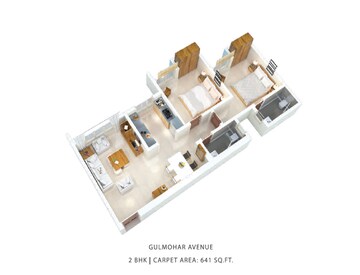 Floor Plan in 2 BHK Apartment at Shivalik Bandra North Gulmohar Avenue, Bandra East – for Sale