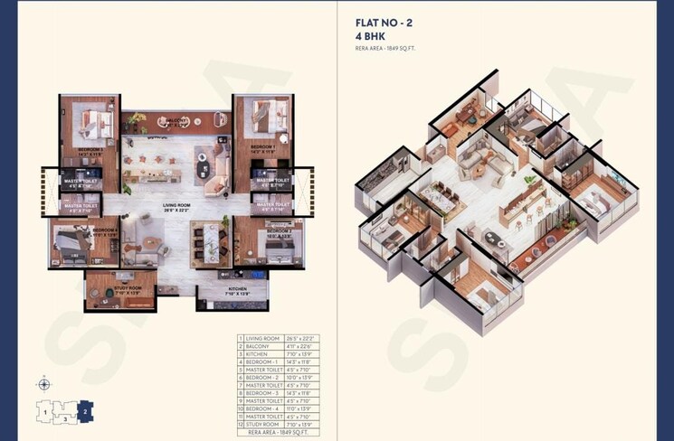 Floor Plan, borivali west 3 Bedroom 1325 Sq.Ft. Apartment In Borivali West Mumbai 9142654