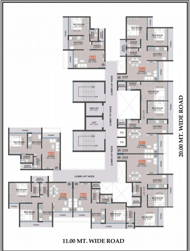 Floor Plan, aakar-bellisimo 2 Bedroom 1100 Sq.Ft. Apartment In New Panvel Navi Mumbai 9145825