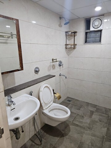 Bathroom in 3 BHK Apartment at Goyal Orchid Piccadilly, Thanisandra Main Road – for Rent