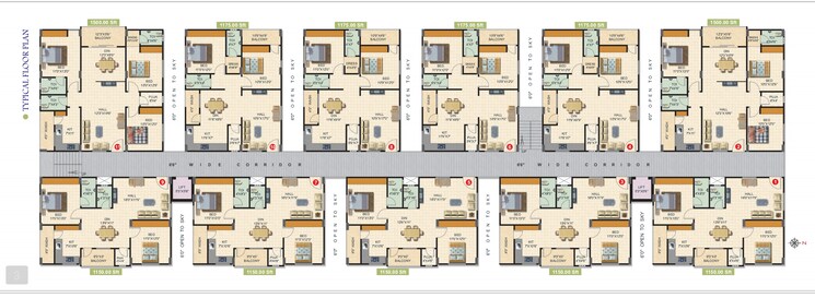 Floor Plan, hafeezpet 2 Bedroom 1275 Sq.Ft. Apartment In Hafeezpet Hyderabad 9148037