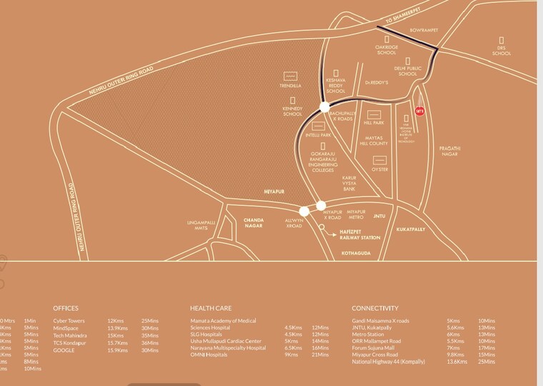 Map Location, nizampet 3 Bedroom 2520 Sq.Ft. Apartment In Nizampet Hyderabad 9148196