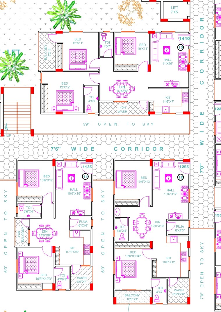 Floor Plan, gajularamaram 2 Bedroom 1350 Sq.Ft. Apartment In Gajularamaram Hyderabad 9148211