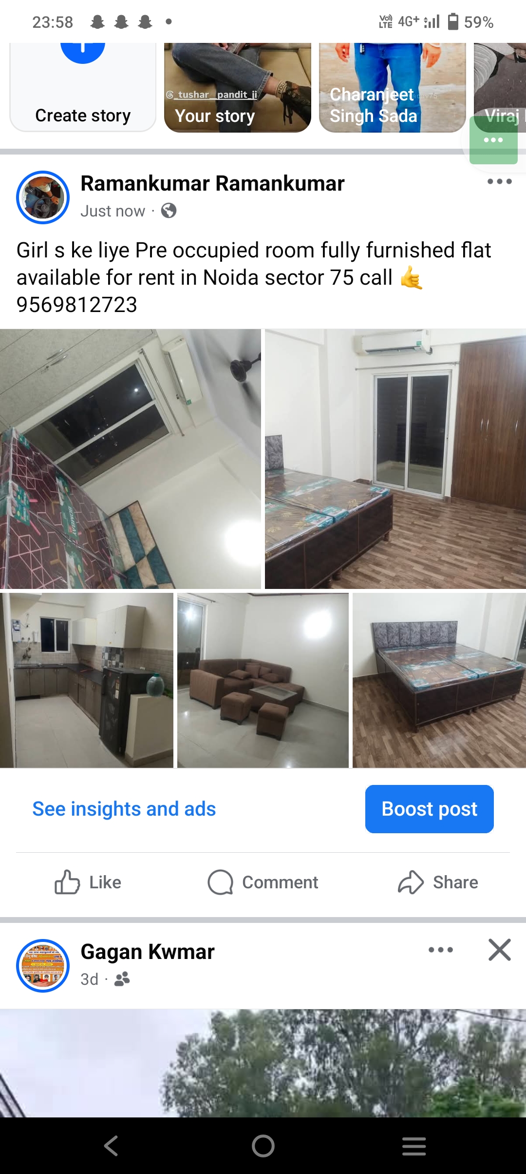 3 BHK + Servant Room Apartment For Rent in Aims Golf City
