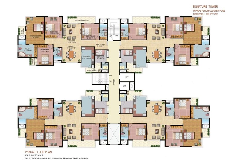 Floor Plan, omaxe-heights 2 Bedroom 735 Sq.Ft. Apartment In Sector 86 Faridabad 9148671
