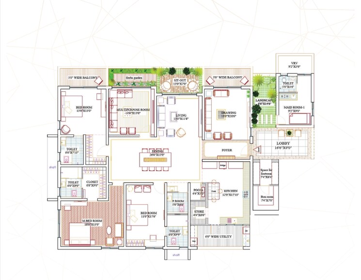 Floor Plan, lansum-encanto 4 Bedroom 4130 Sq.Ft. Apartment In Puppalaguda Hyderabad 9150101