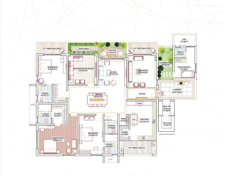 Floor Plan, lansum-encanto 4 Bedroom 4130 Sq.Ft. Apartment In Puppalaguda Hyderabad 9150101