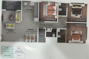 Floor Plan in 3 BHK Apartment at Savedi – for Sale