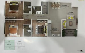 Floor Plan in 3 BHK Apartment at Savedi – for Sale
