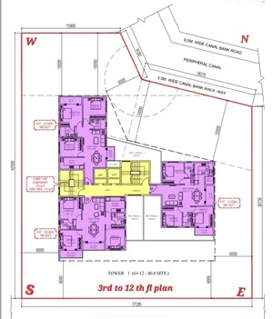 Floor Plan in 3 BHK Apartment at New Town – for Sale
