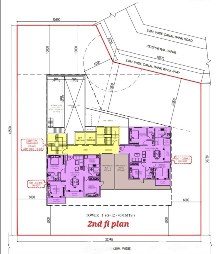 Floor Plan, new town 3 Bedroom 1485 Sq.Ft. Apartment In New Town Kolkata 9151862