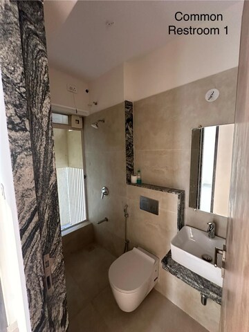 Bathroom in 3 BHK Apartment at Serenity Heights, Malad West – for Rent
