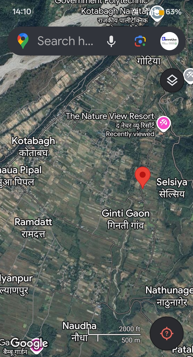 Map Location, kotabagh  2250 Sq.Ft. Plot In Kotabagh Nainital 9152471