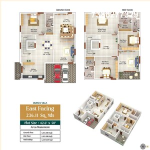 Floor Plan in 3 BHK Villa at Raghunadapalem – for Sale