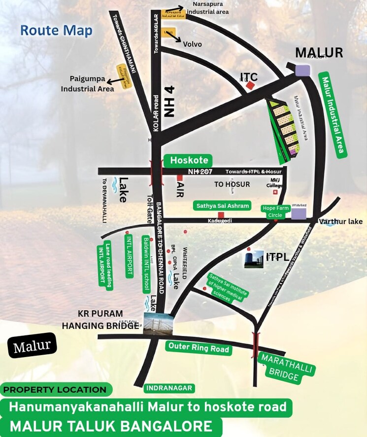Map Location, malur  1200 Sq.Yd. Plot In Malur Bangalore 9160419