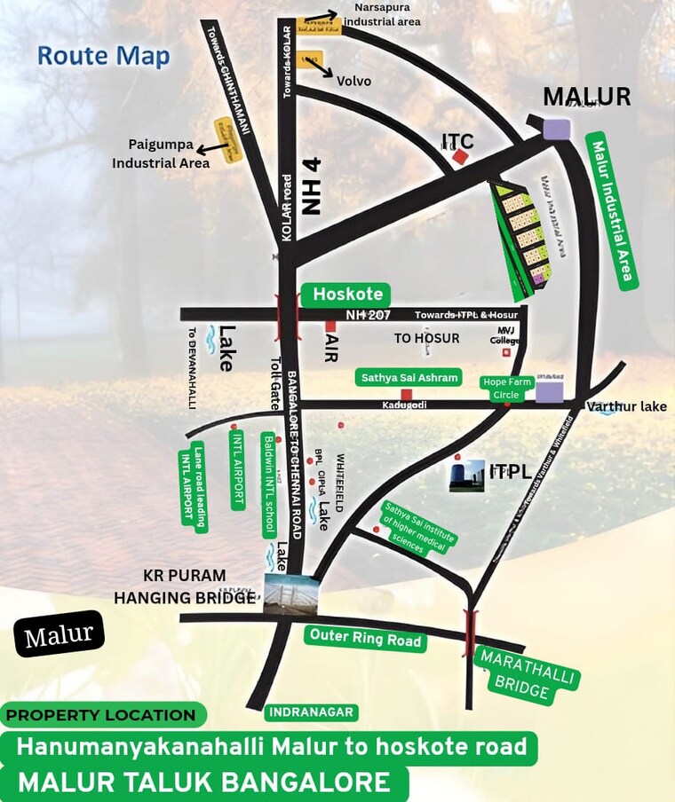 Map Location, malur  1200 Sq.Yd. Plot In Malur Bangalore 9160419