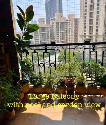 Balcony in 3 BHK Apartment at Hiranandani Meadows, Manpada – for Rent