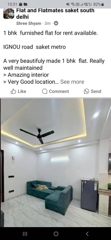 Furnished Amenities in 2 BHK Builder Floor at Saket – for Rent